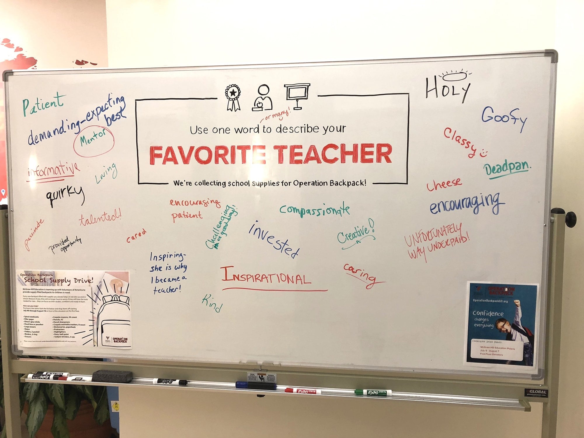 favorite teacher prompt on whiteboard